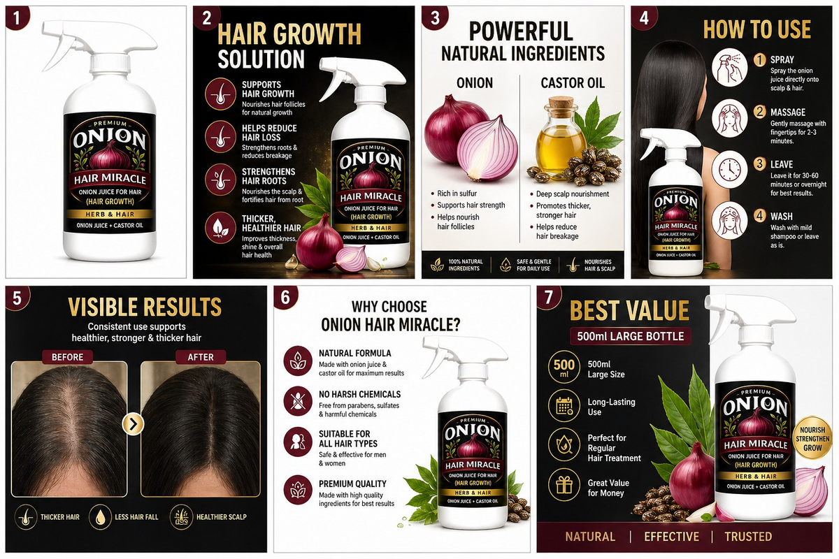 Onion Juice + Castor Oil Hair Care Spray, FREE UK DELIVERY